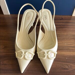 Zara Cream Slingback Heels